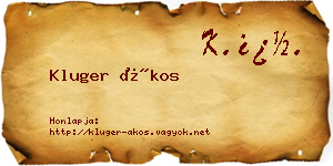 Kluger Ákos névjegykártya